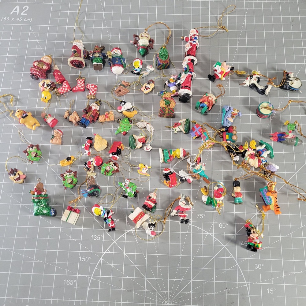 Christmas Miniature Ornaments Lot 70+ Disney Looney Tunes Mini Tree